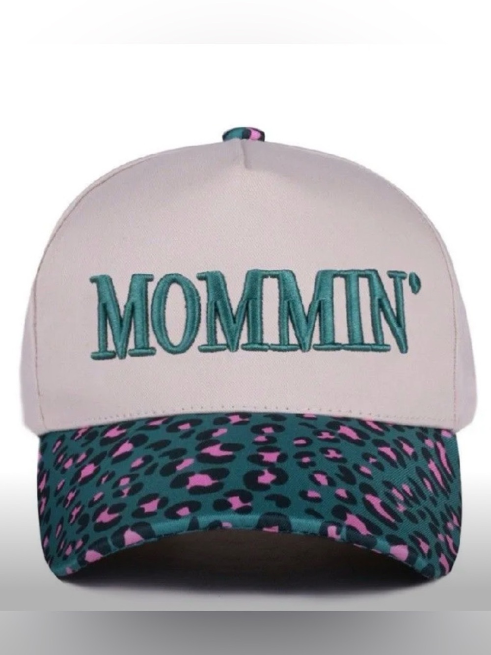 Zenana Outfitters Pink and Teal "Mommin'" Baseball Cap